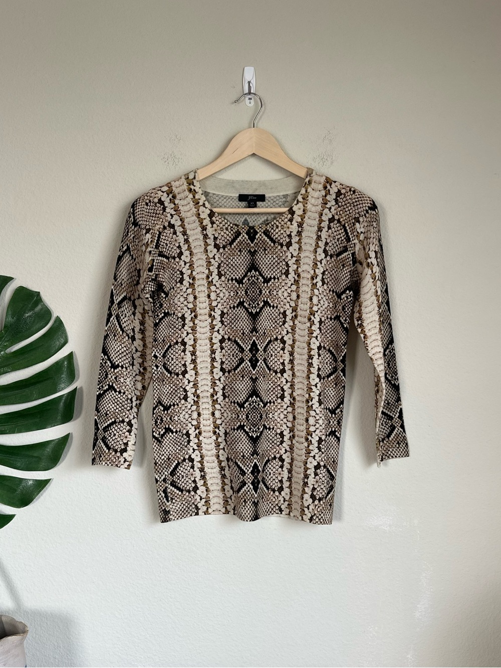 NWOT J. Crew Extra Fine Merino Wool Python Print Sweater